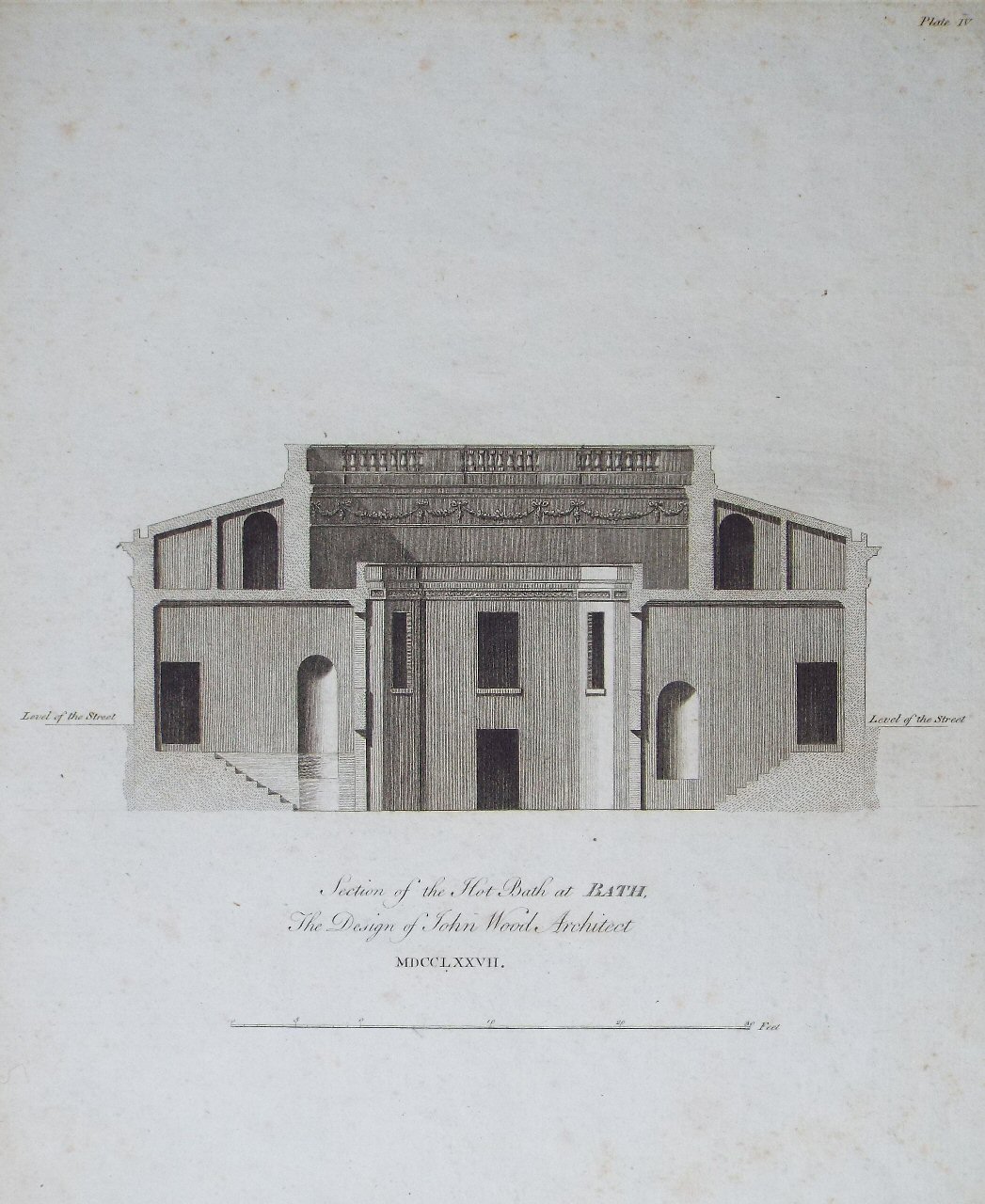Print - Section of the Hot Bath at Bath, The Design of John Wood, Architect. MDCCLXXVII